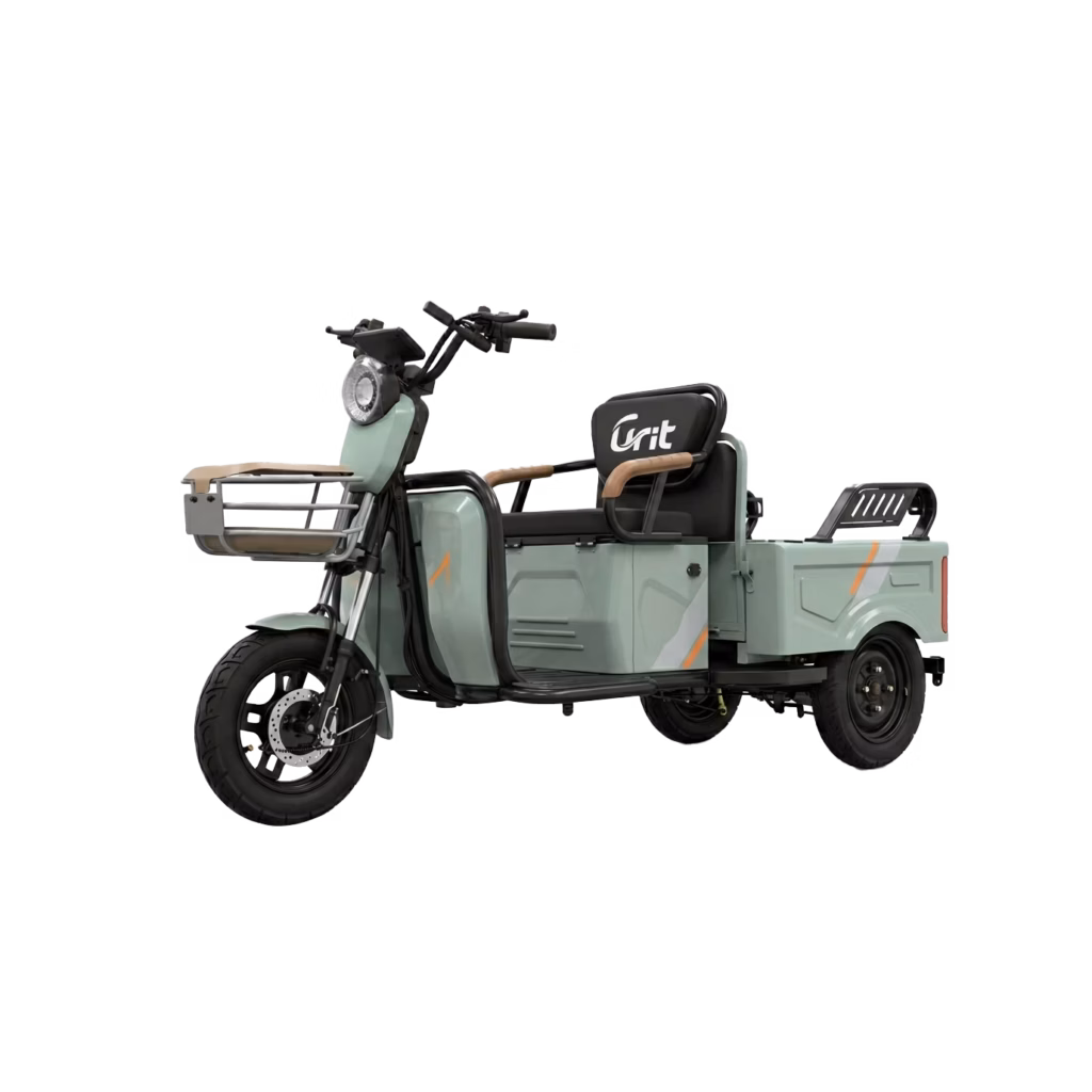Electric tricycle T006 - electric-tricycle-leisure model, three-wheel EV, white background product photo, professional view