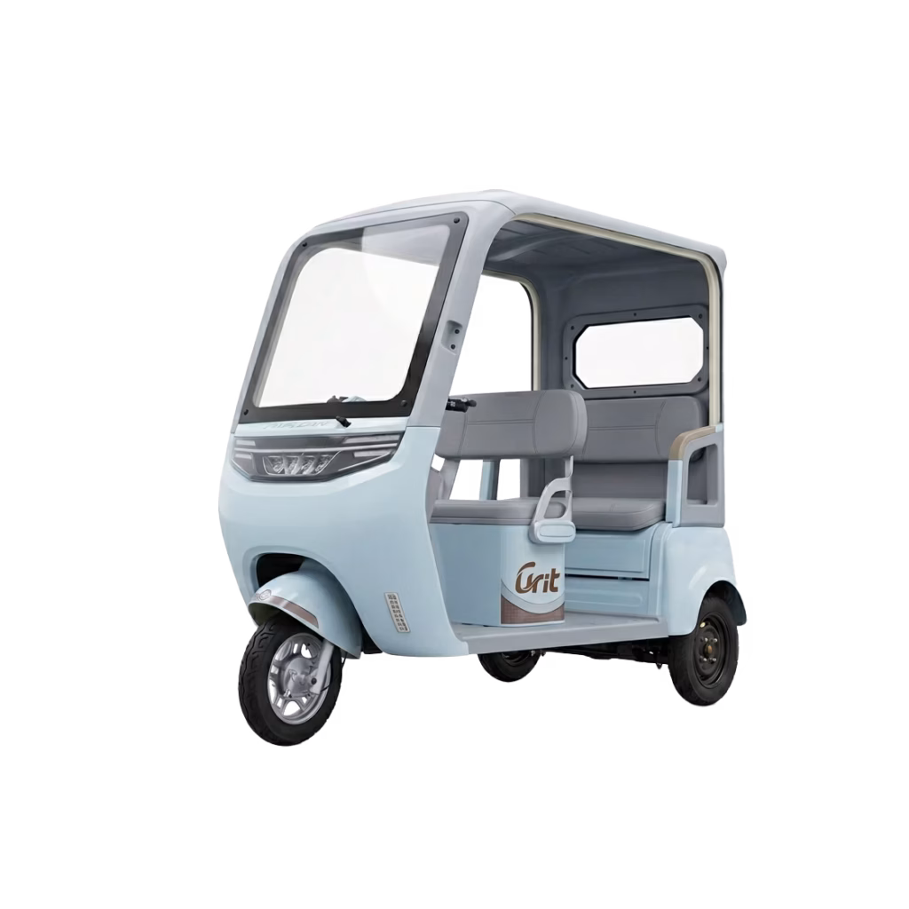 Electric tricycle T007 - electric-tricycle-leisure model, three-wheel EV, white background product photo, professional view