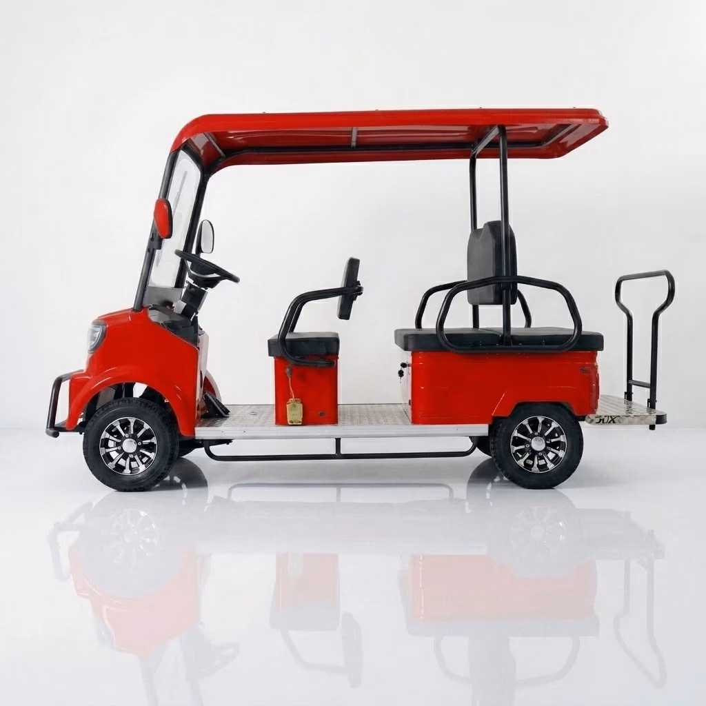 electric sightseeing cart - URIT 5 6 seater solar electric sightseeing car with open sides, 60V disc brakes, CE certified gol