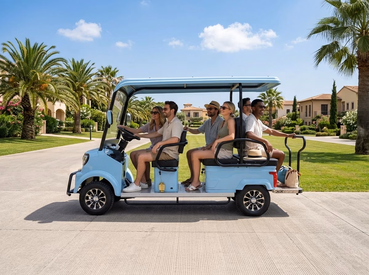 URIT 5-6 Seater Electric Sightseeing Car CE Certified 30-50km Range 30-50km/h 60V Disc Brakes Golf Buggy Hotel Resort Park - Image 6
