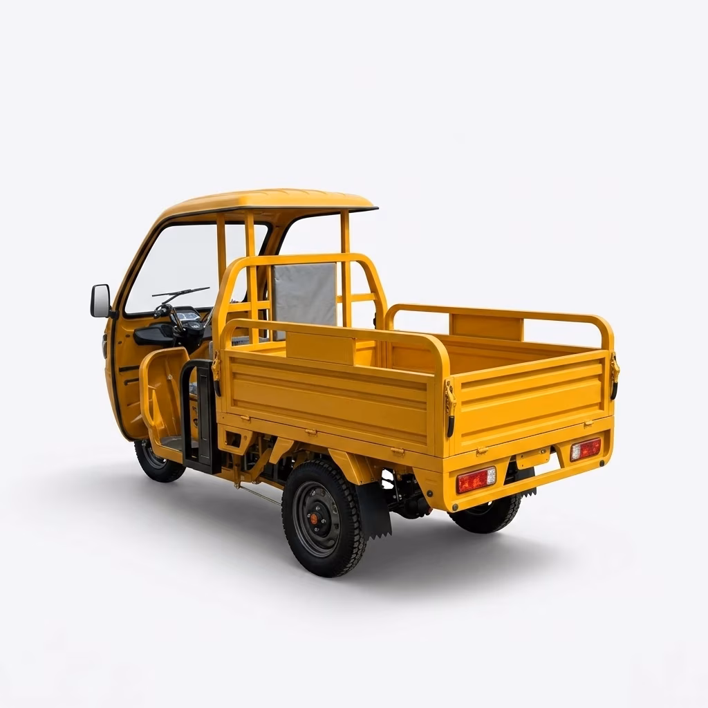 Semi-enclosed Open Motorized Transport Yellow Three-wheeled Motorcycle Cross-border Export Durable Hauling Cement Mortar 400kg - Image 3