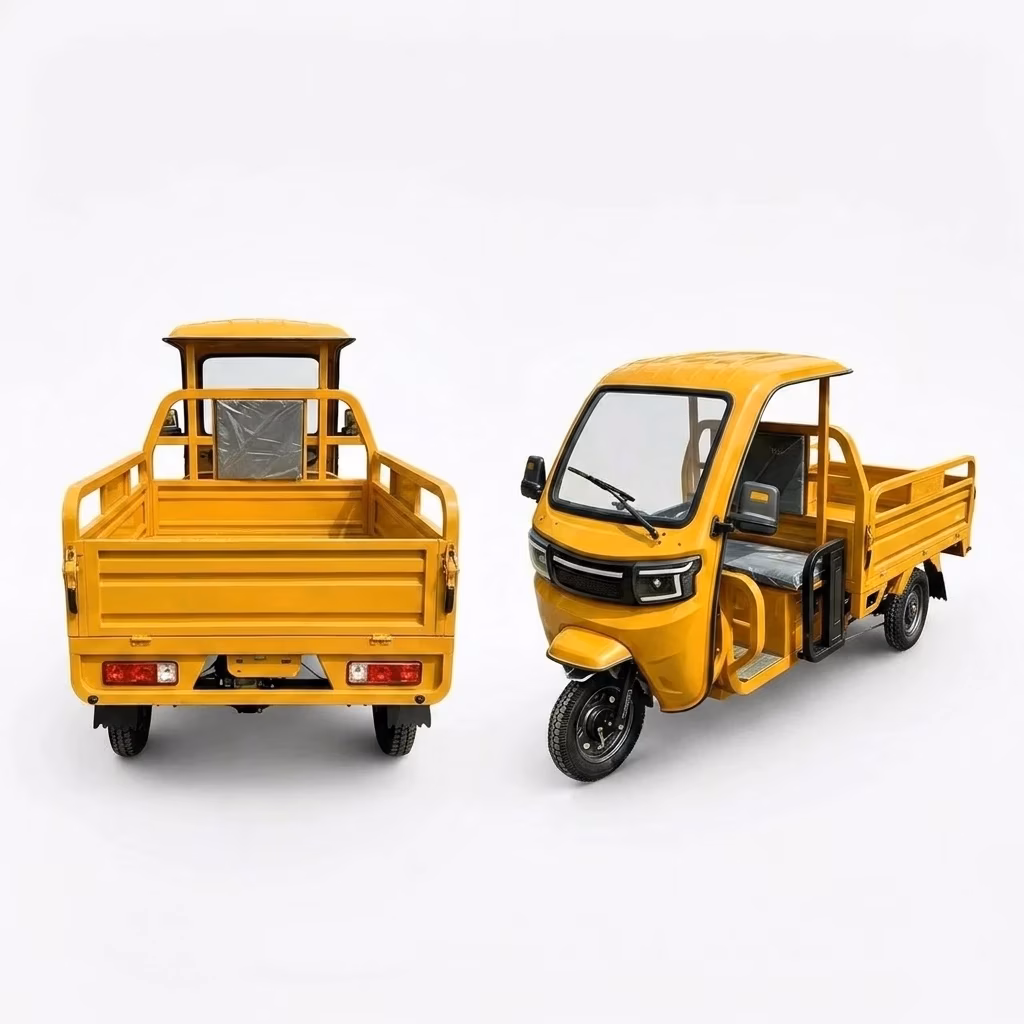 Semi-enclosed Open Motorized Transport Yellow Three-wheeled Motorcycle Cross-border Export Durable Hauling Cement Mortar 400kg - Image 4