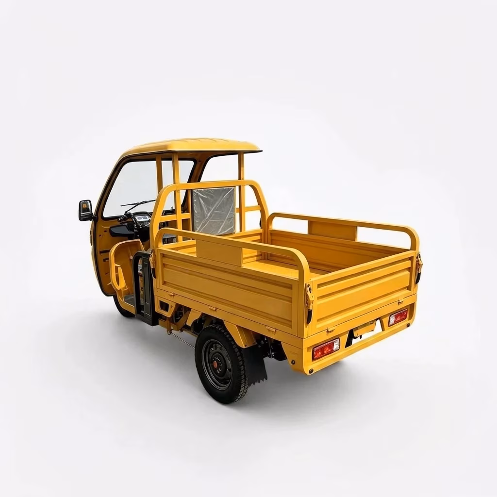 Semi-enclosed Open Motorized Transport Yellow Three-wheeled Motorcycle Cross-border Export Durable Hauling Cement Mortar 400kg - Image 5