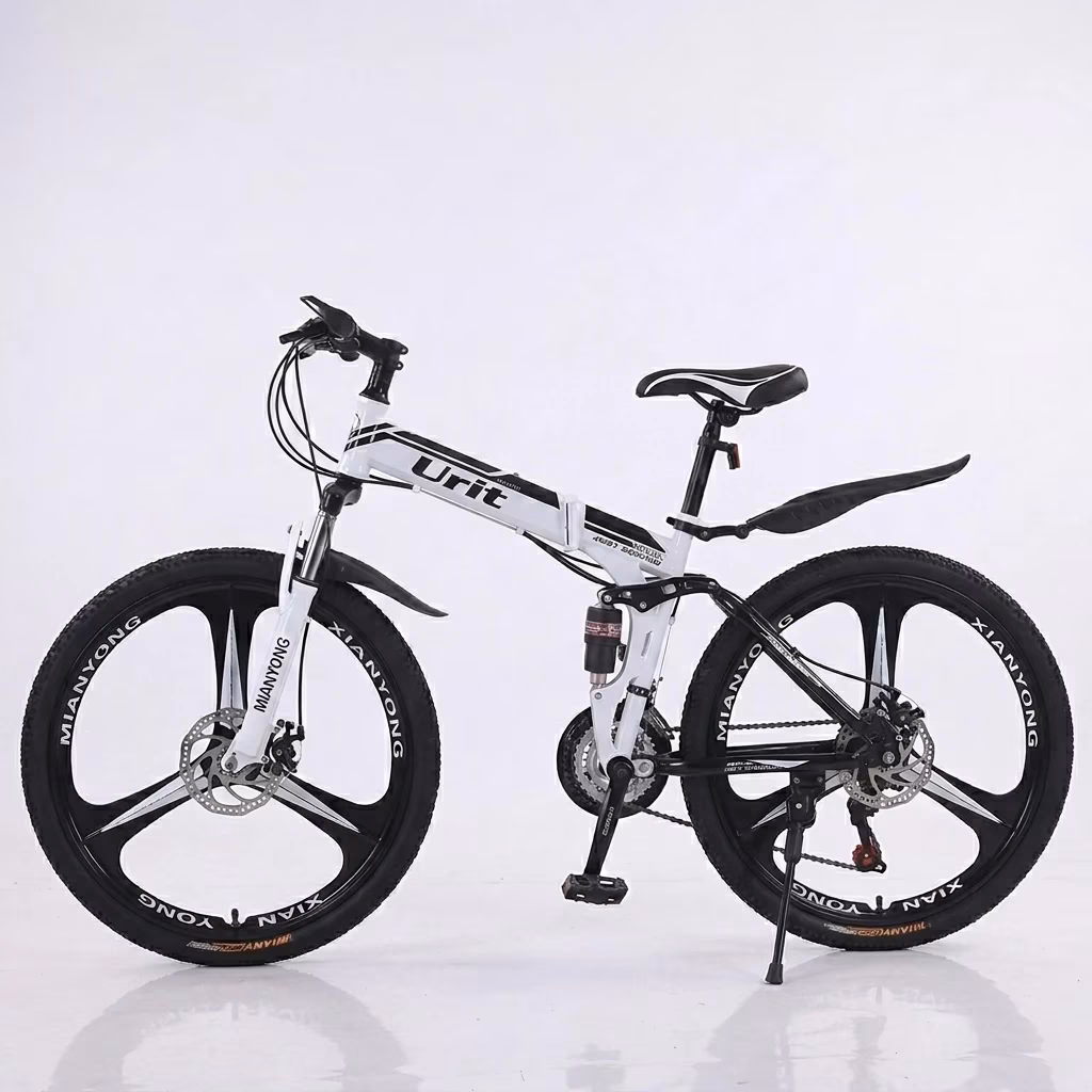 folding bike - Custom folding mountain bike with one piece wheel design and disc brake system for adults