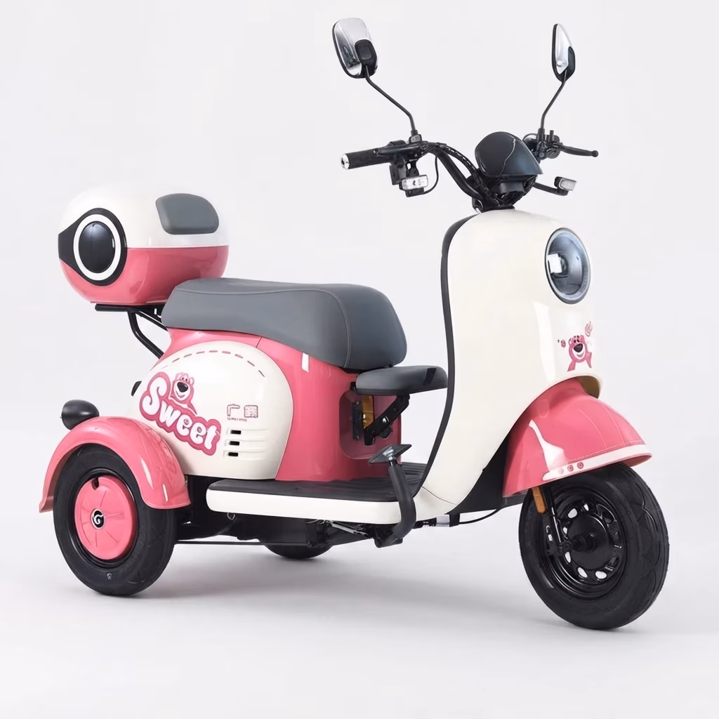 electric tricycle for adults blue 2 seat open body