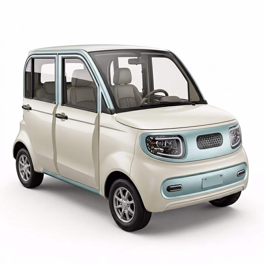 Affordable electric cars cream white mint green mini EV 300km range solar powered wholesale price