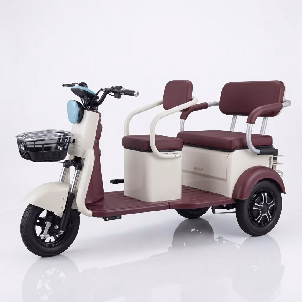 URIT Electric Cargo Tricycle 2-Passenger Open Body 200-300kg Payload 70-90km Range 501-800W Motor CE Certified Family Daily Use - Image 1