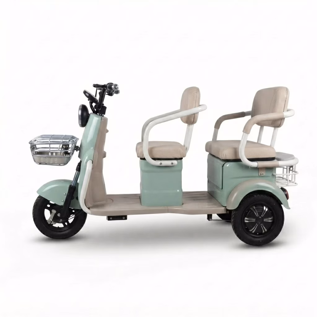 URIT Electric Cargo Tricycle 2-Passenger Open Body 200-300kg Payload 70-90km Range 501-800W Motor CE Certified Family Daily Use - Image 4