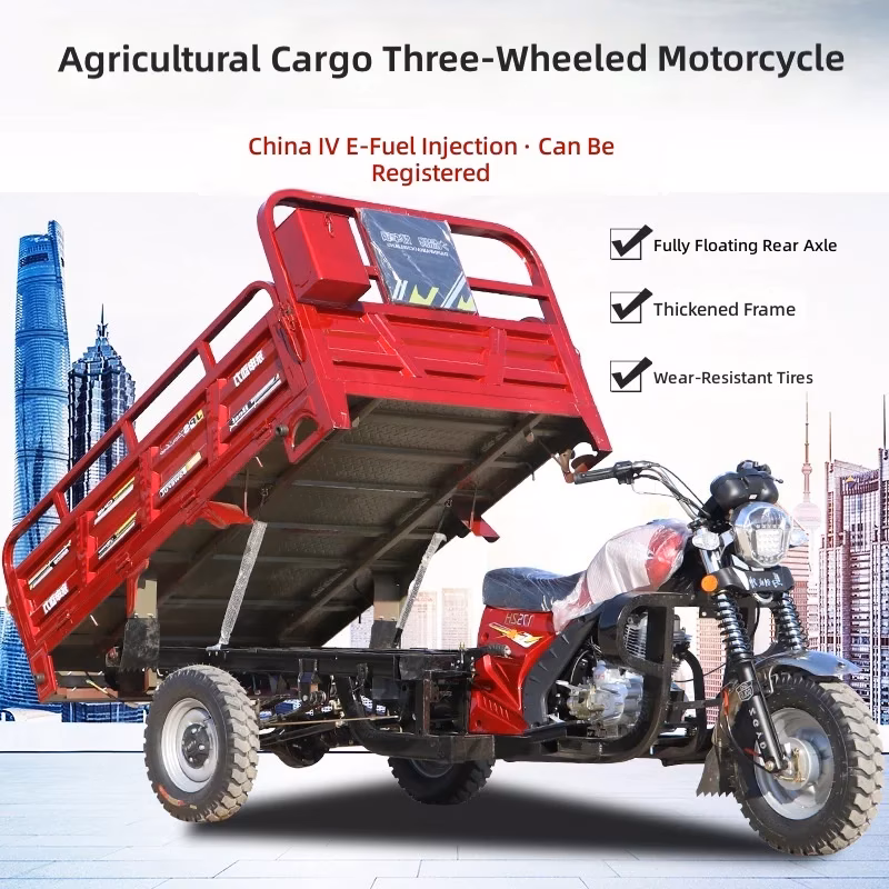 Urit-Powered Gasoline Three-Wheeled Cargo Tricycle Open Body Heavy-Duty Agricultural Use - Image 5