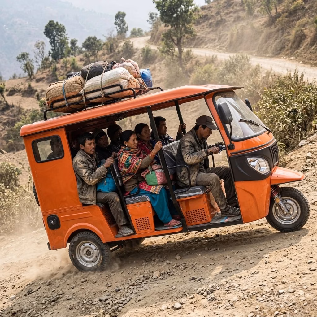 Gasoline Tuk Tuk Auto Rickshaw Wheel Taxi for Long Distance Rough Road, Passenger Cargo Dual Use Tricycle Factory Wholesale - Image 6